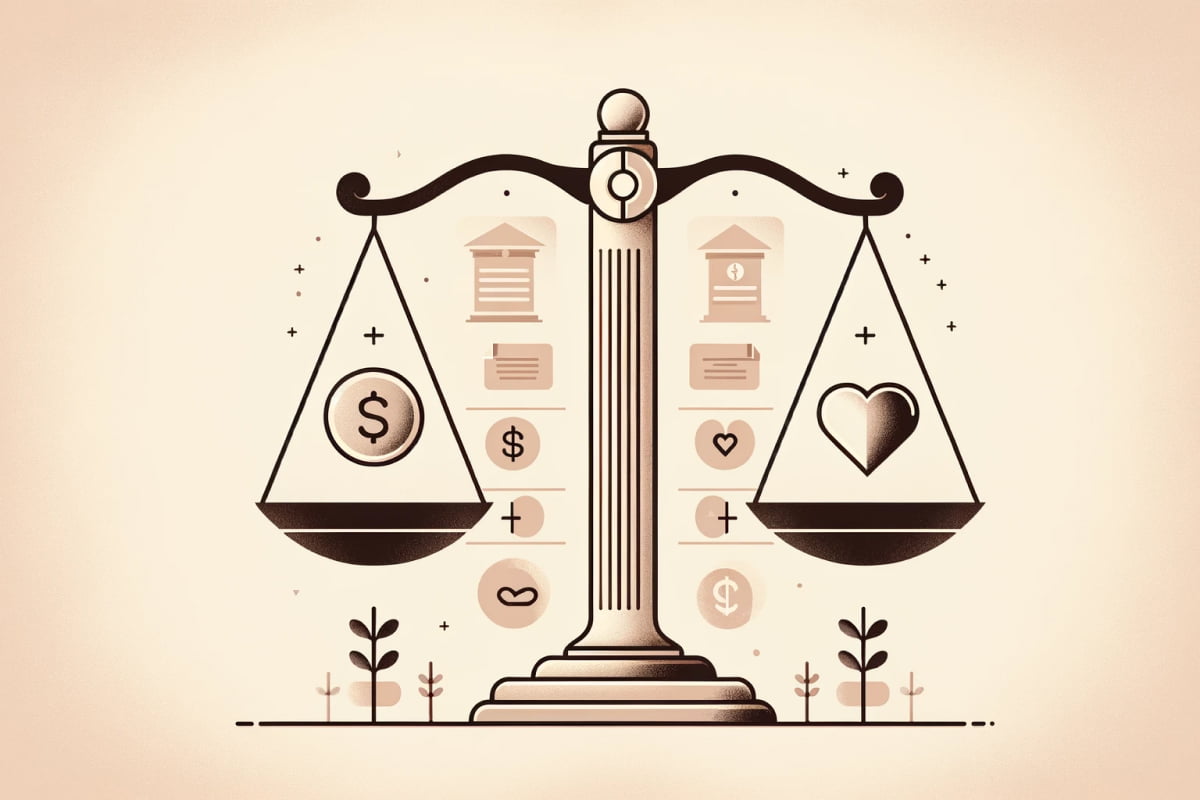 scales, property settlement judgement, illustration
